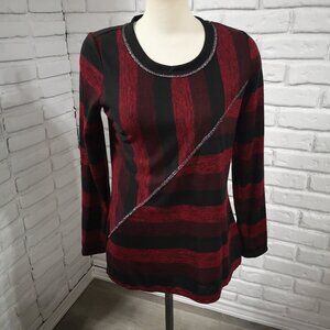 NWT H. Binette Collection Ladies Size Medium Red & Black Straight Fit Tunic
